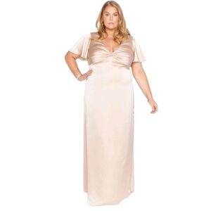 Show Me Your Mumu Rome Twist Gown Maxi Satin Champaign Dress Size 1X Wedding USA